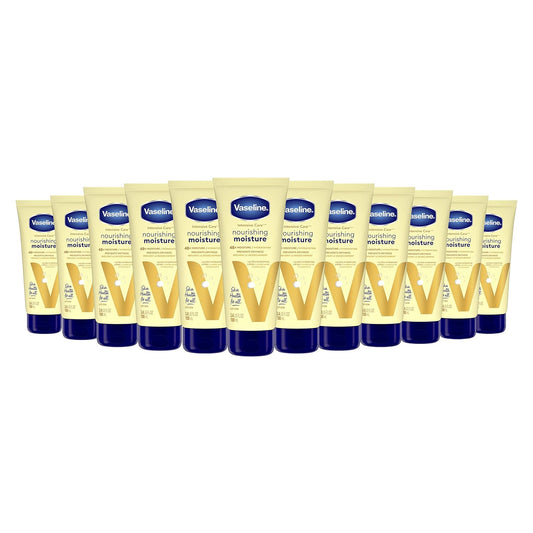 Vaseline Nourishing Moisture Body Lotion Hand & Body Lotion Pack of 12 for Dry Skin made with Ultra-Hydrating Lipids & Pure Oat Extract 3.4 oz