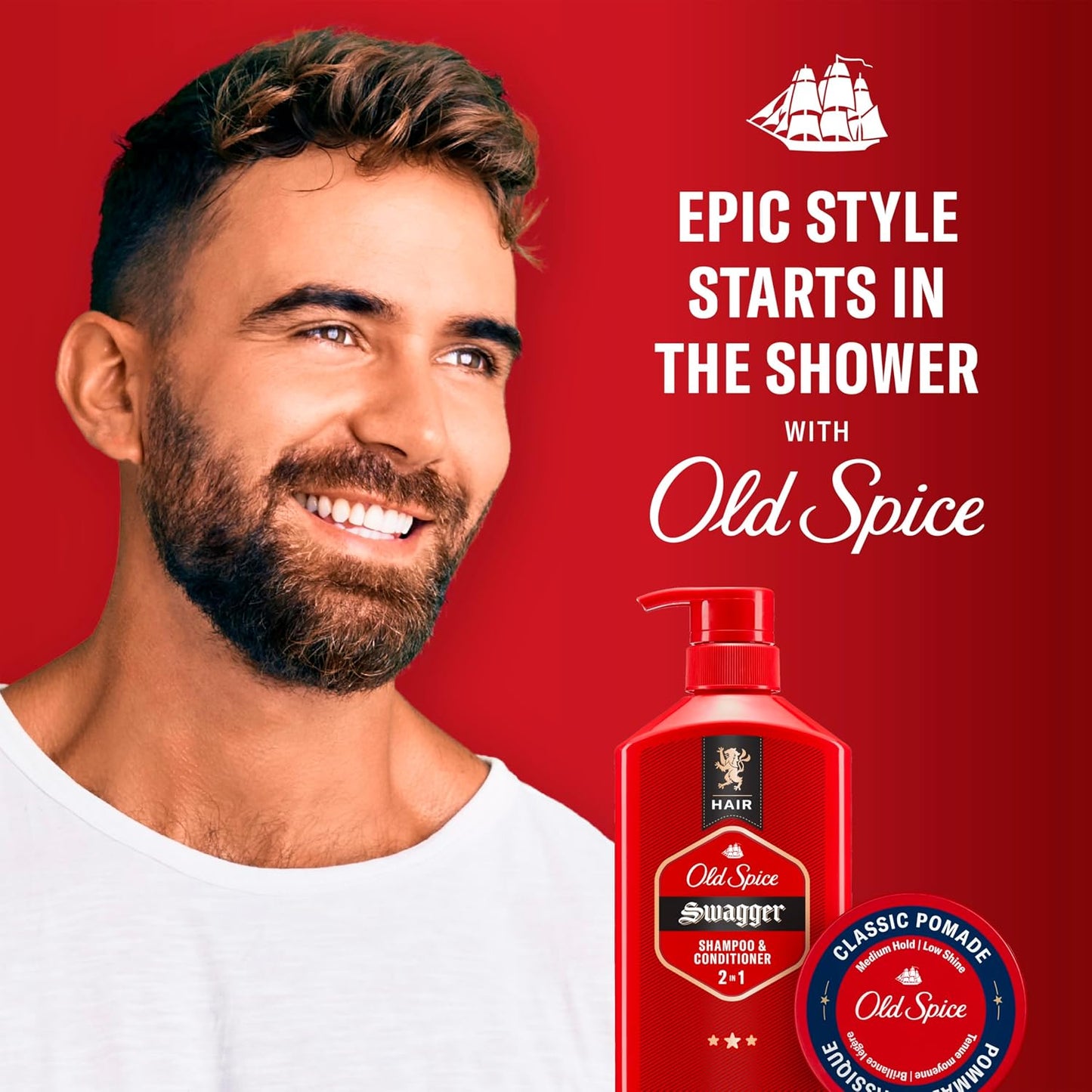 Old Spice Mens Hair Pomade, Medium Hold, Low Shine, Mens Hair Styling, 2.22 oz