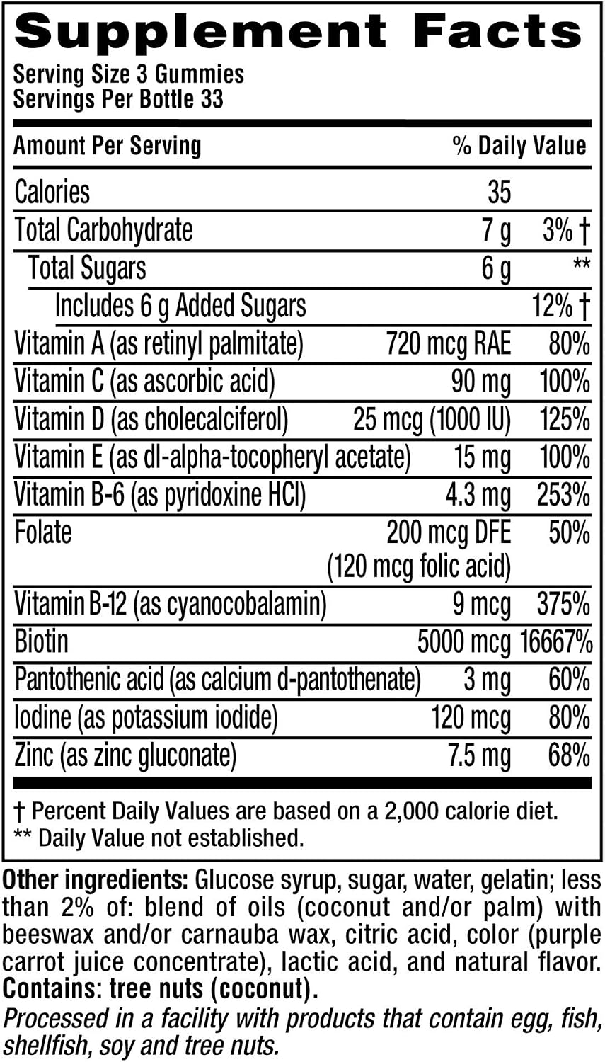 Vitafusion Gorgeous Hair, Skin Nails Multivitamin Gummy Vitamins, Plus Biotin and Antioxidant Vitamins CE, Raspberry Flavor, from America’s,100ct (33 Day Supply) (Pack of 2)