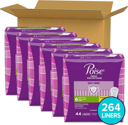 Poise Daily Liners, Incontinence Panty Liners for Bladder Leaks, 2 Drop Very Light Absorbency, Regular Length, 126 Count of Pantiliners, Packaging May Vary
