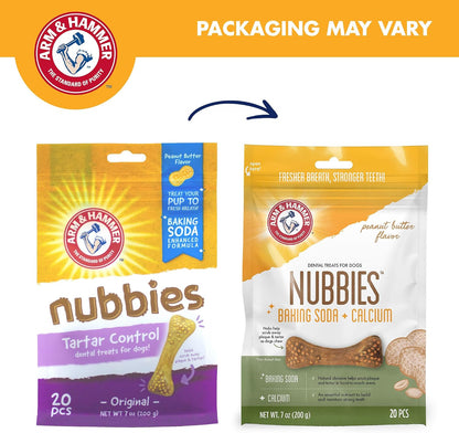 Arm & Hammer Nubbies Dental Treats for Dogs, Peanut Butter, 20 Count