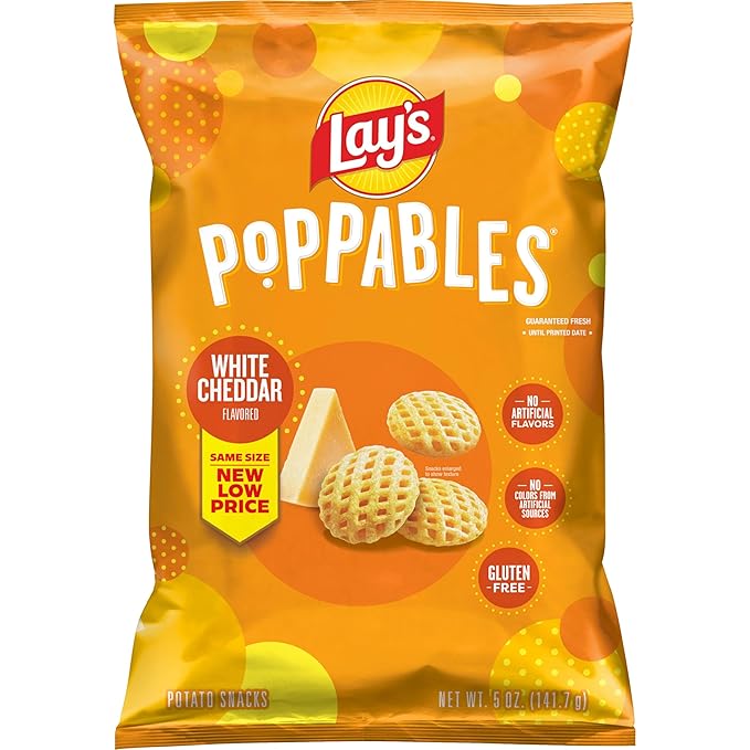 Lay's Poppables White Cheddar Flavored Potato Snacks, 5 Oz