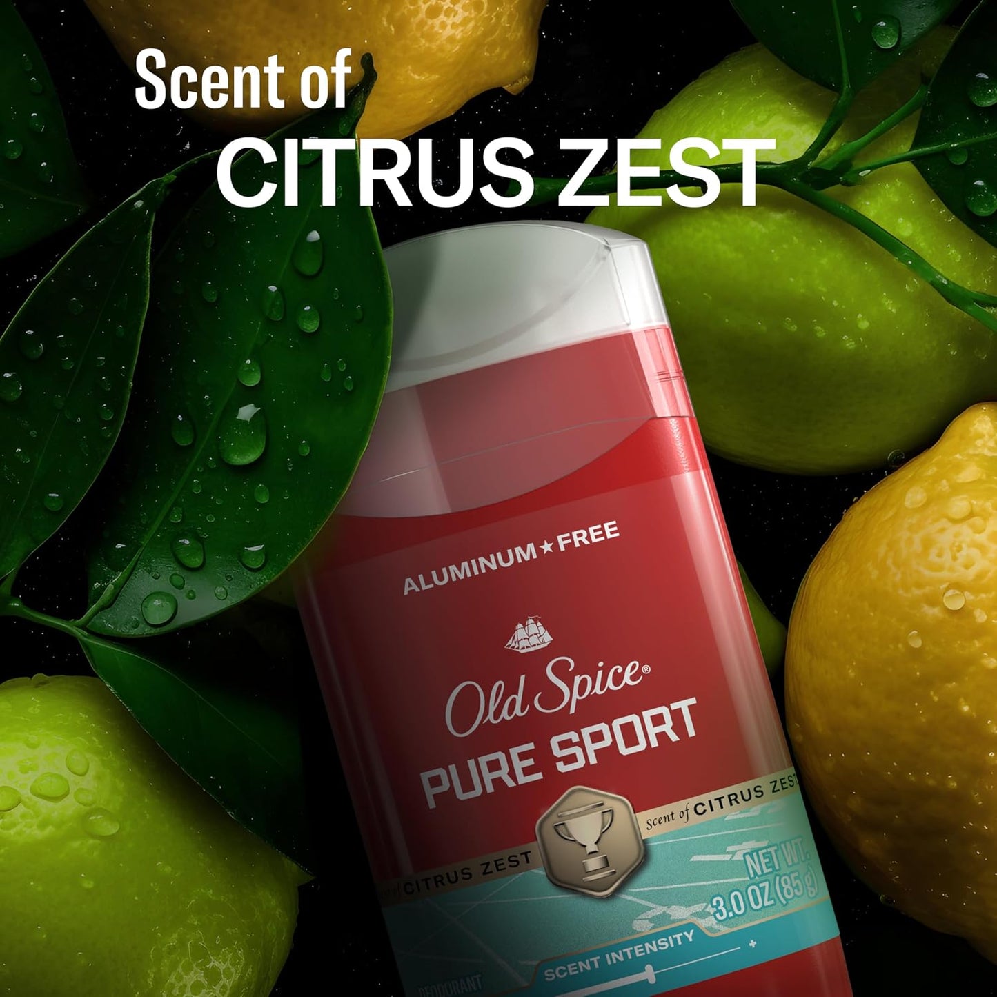 Old Spice Aluminum Free Deodorant for Men, 24/7 Odor Protection, 24/7 Freshness & Lasting Scent, Pure Sport with Citrus Zest Scent, 3 oz