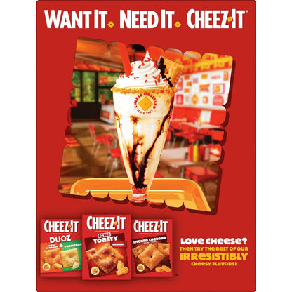 Cheez-It Baked Snack Crackers, Lunch Snacks, Family Size, Hot and Spicy, 21oz Box (1 Box) (Pack of 2)