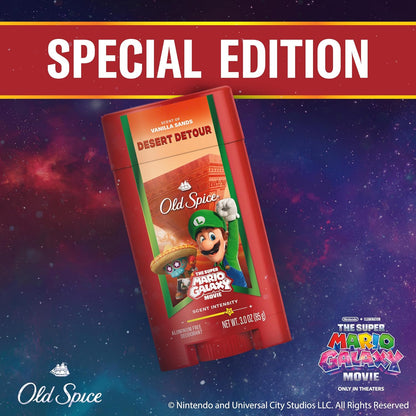 Old Spice Aluminum Free Deodorant for Men, Old Spice x The Super Mario Galaxy Movie, 24/7 Lasting Freshness, Lasting Odor Protection, Smell Super with Desert Detour, Vanilla Sands Scent, 3.0 oz