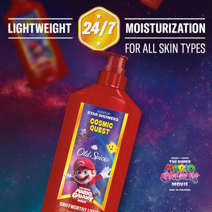 Old Spice Hand and Body Lotion for All Skin Types, x The Super Mario Galaxy Movie, 24/7 Lightweight Moisturization, Smell Super with Cosmic Quest, Scent of Star Showers, 16oz