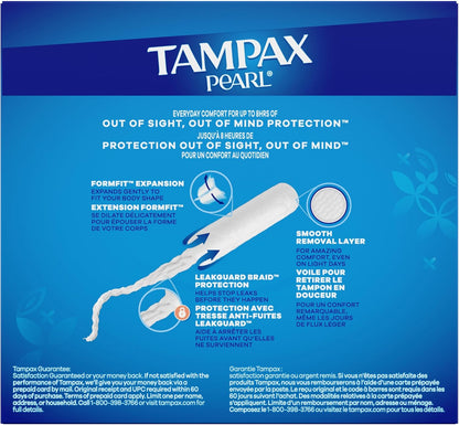 Tampax Pearl Tampons for Women, with LeakGuard Braid, Regular Absorbency, Unscented, 36 Count