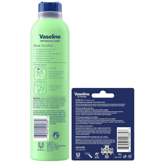 Vaseline Intensive Care Spray Moisturizer, Aloe Soothe 6.5 oz, Twin Pack