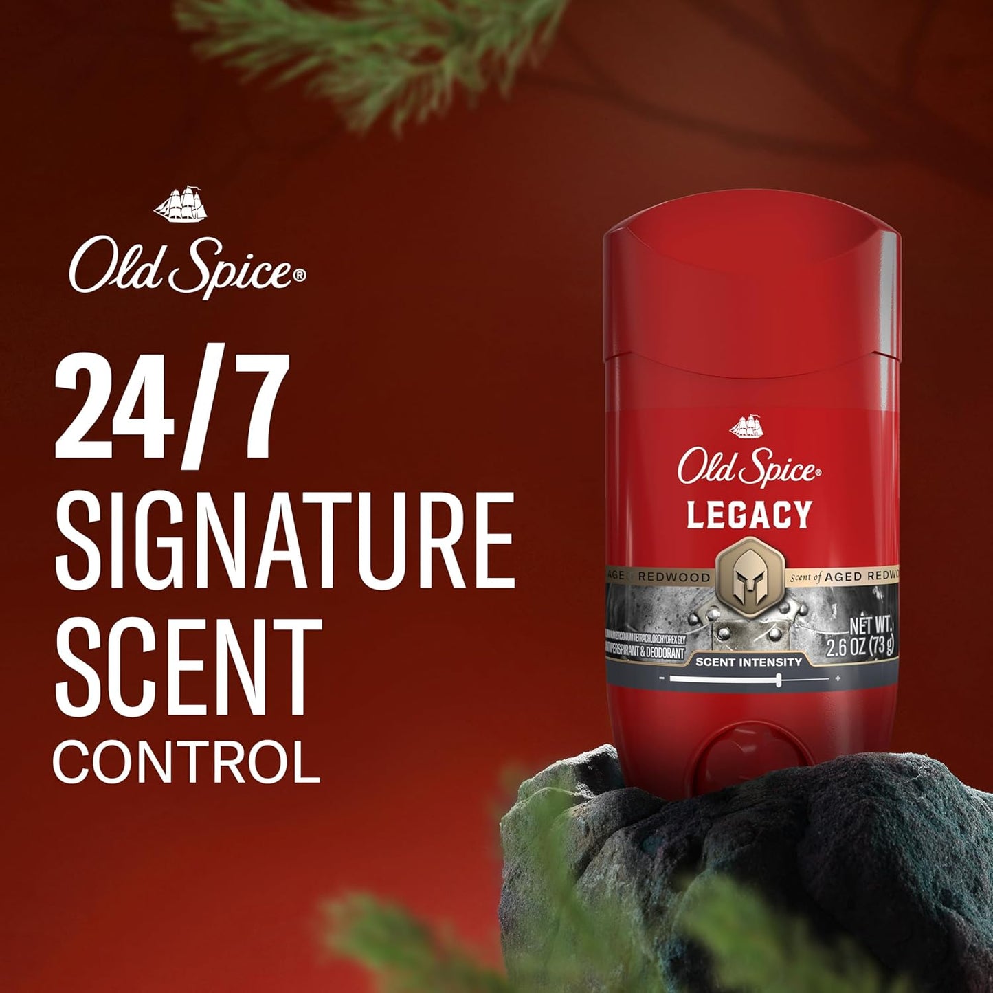Old Spice Antiperspirant Deodorant for Men, 24/7 Sweat & Odor Protection, 24/7 Signature Scent & Lasting Freshness, Invisible Solid, Legacy with Coconut, Pine & Cedar Scent, 2.6 oz