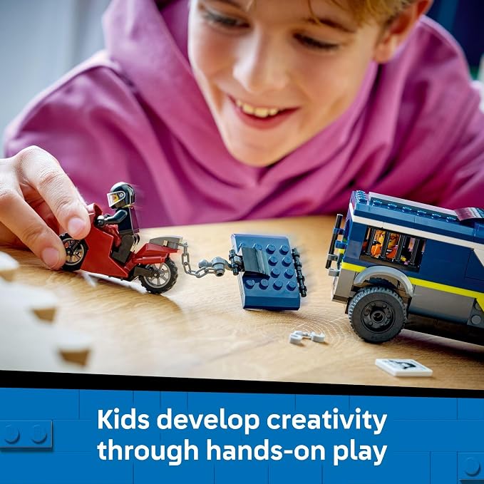 LEGO City Police Prisoner Transport Van - Police Toy for Kids, Boys & Girls Ages 6+ - Emergency Vehicle & Motorcycle Building Kit - Officer and 2 Crook Minifigures - Gift Idea for Birthdays - 60479