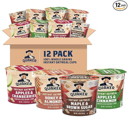 Quaker Instant Oatmeal Express Cups, 4 Flavor Variety Pack, 1.76 Ounce (Pack of 12)