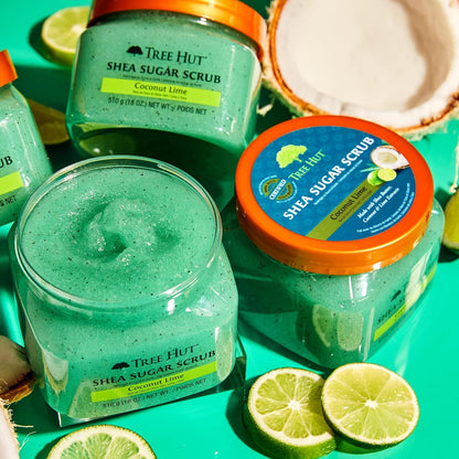 Tree Hut Shea Sugar Scrub - Coconut Lime - 18 oz - Exfoliating Body Scrub for Smooth, Glowing Skin - Made with Real Sugar and Shea Butter