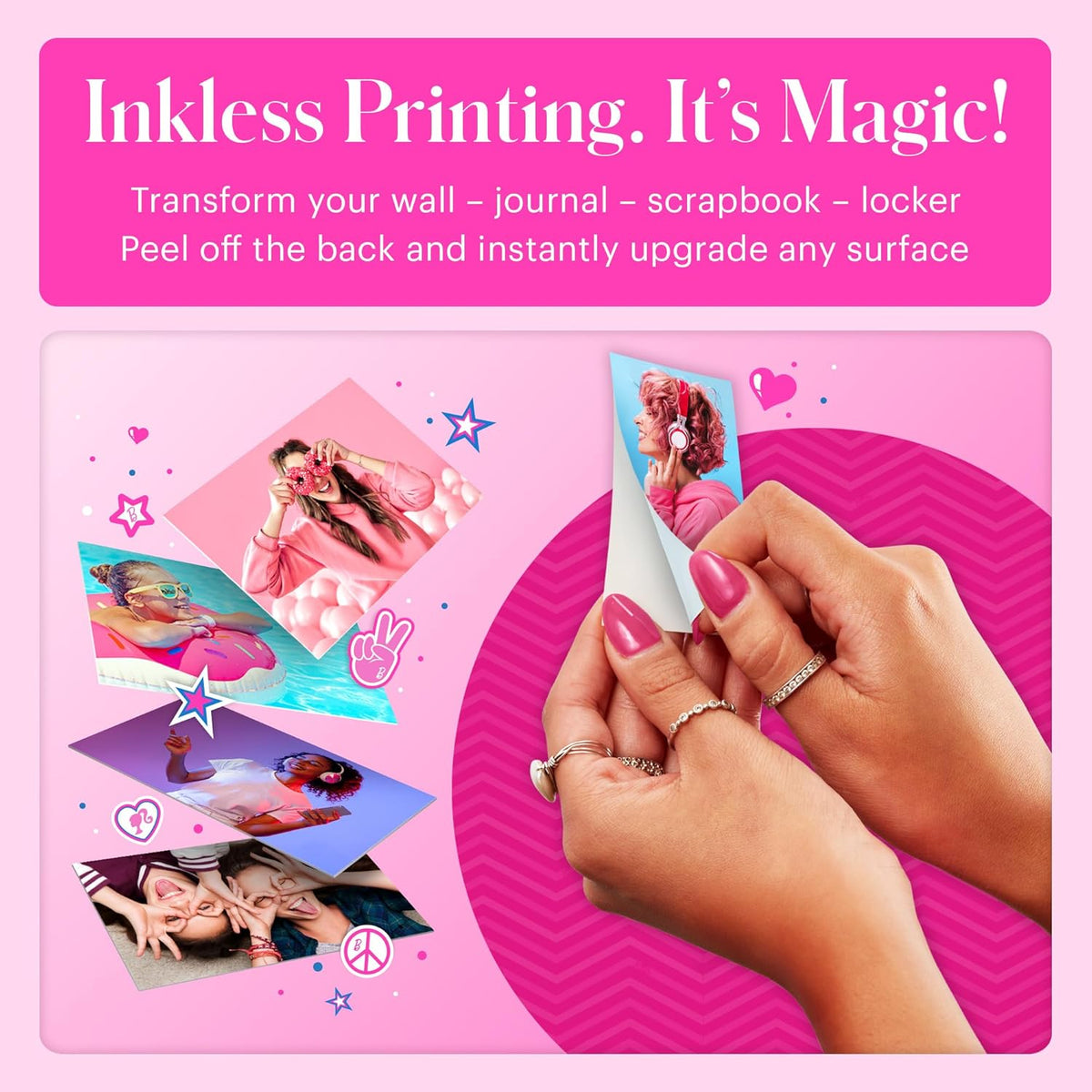 Kodak x Barbie Instant Smartphone Portable Photo Printer, Full Color, Wireless, Zink 2x3” (5.1x7.5 cm) Sticky-Back Photos, Print from iOS & Android Devices with Fun Editing App, Iconic Style