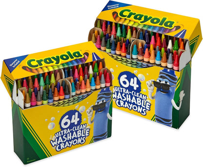 Crayola Washable Crayons for Kids - 64ct (2 Boxes), Classroom Must Haves, Teacher School Supplies Essentials, Bulk Crayons for Toddlers