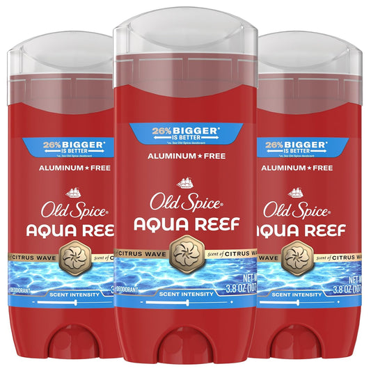 Old Spice Aluminum Free Deodorant for Men, 24/7 Odor Protection, 24/7 Freshness & Lasting Scent, Aqua Reef with Cypress Scent, 3.8 oz (Pack of 3)