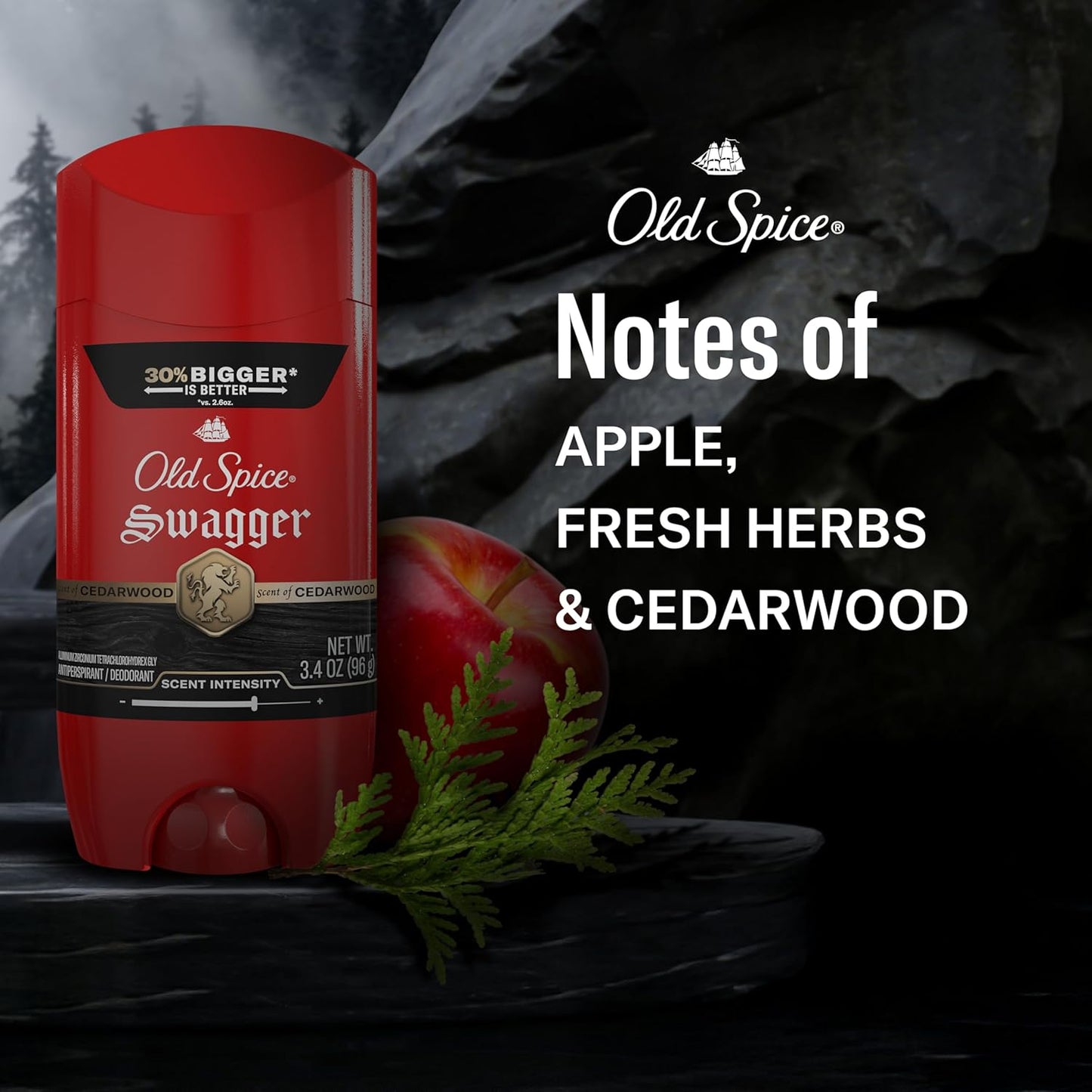 Old Spice Antiperspirant Deodorant for Men, 24/7 Sweat & Odor Protection, 24/7 Lasting Freshness, Invisible Solid, Swagger with Cedarwood Scent, 3.4 oz