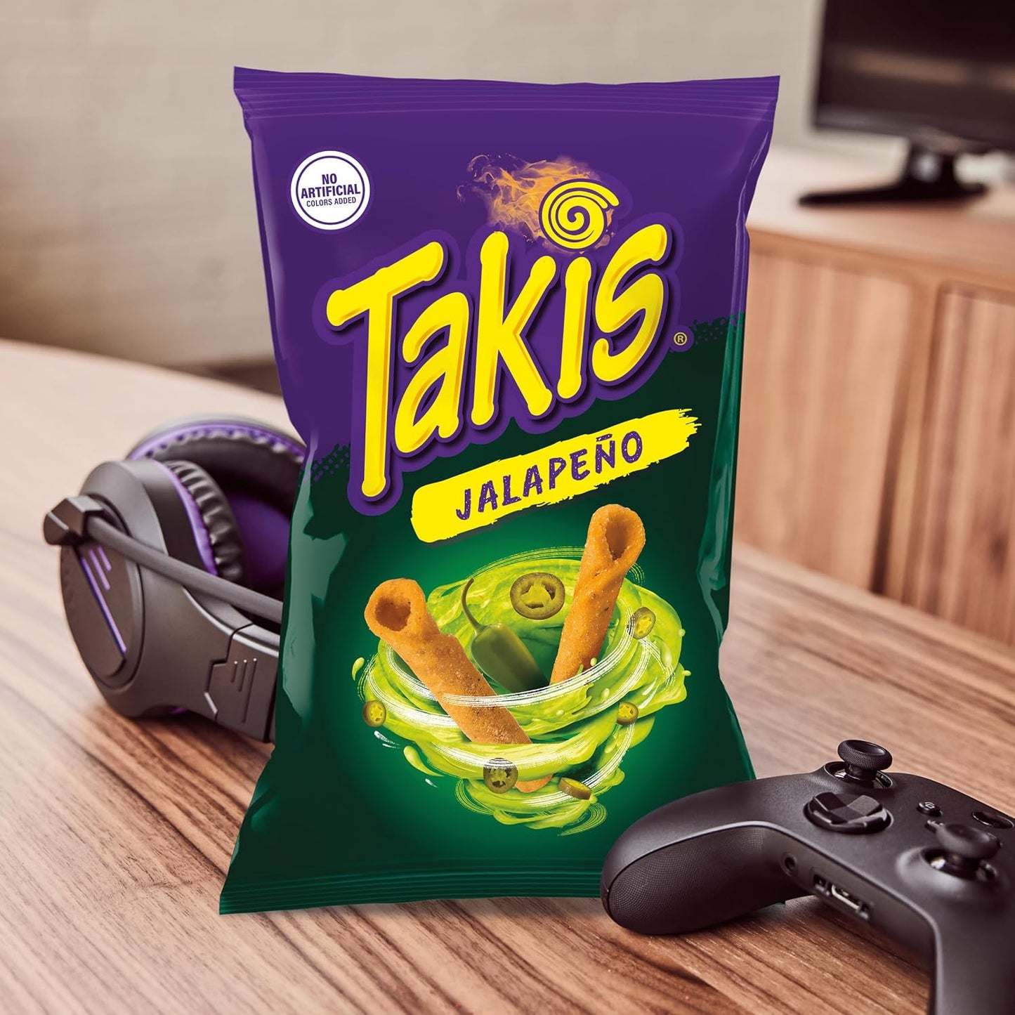 Takis Jalapeño Sharing Size – Pickled Jalapeño Flavored Hot Spicy Rolled Tortilla Chips (Pack of 2)