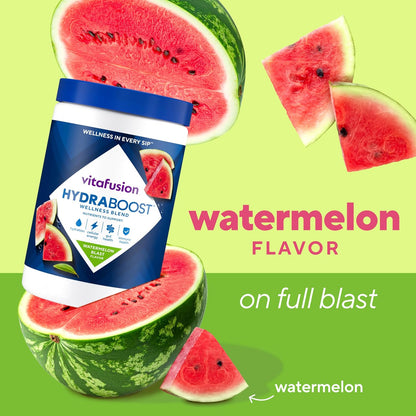 Vitafusion Hydraboost Hydration Drink Mix, Electrolytes Support Daily Hydration, Vitamins Support Cellular Energy & Immune Health, Prebiotic Fiber Supports Gut Health, Watermelon Blast, 30 Servings
