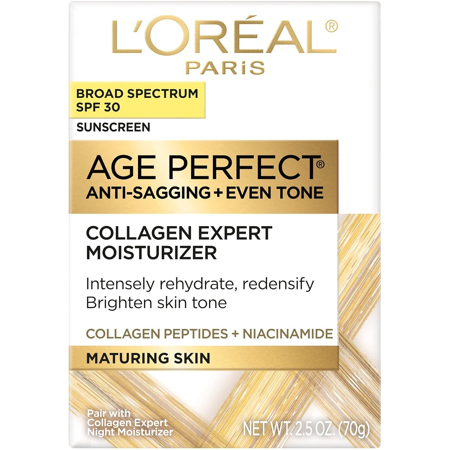 L'Oreal Paris Age Perfect Collagen Expert Anti-Aging Day Moisturizer 2.5 oz,(Pack of 2)