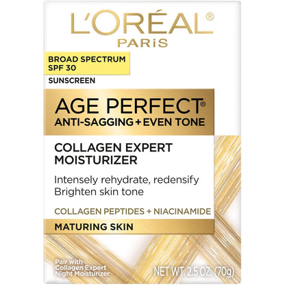 L'Oreal Paris Age Perfect Collagen Expert Anti-Aging Day Moisturizer 2.5 oz,(Pack of 2)