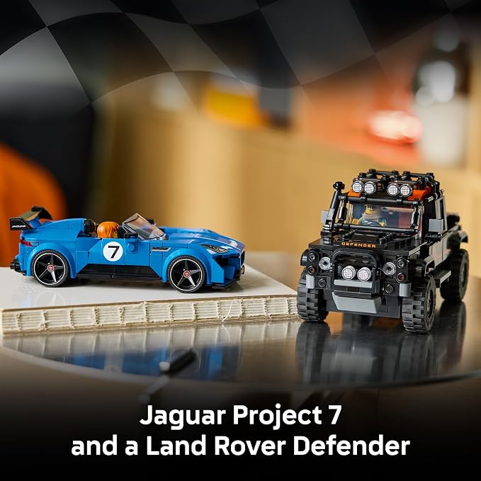 LEGO Speed Champions Jaguar Project 7 & Land Rover Defender 77264 | Building Toy for Boys & Girls, Ages 10+, Detailed Toy Cars for Kids, Play or Display Model, 740 pieces, Gift for Birthdays