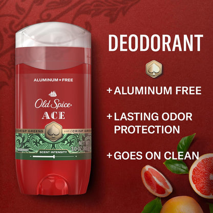 Old Spice Aluminum Free Deodorant for Men, 24/7 Odor Protection, 24/7 Signature Scent & Lasting Freshness, Goes on Clean, Ace with Grapefruit, Bay Leaf, & Fresh Foliage Scent, 3.0 oz