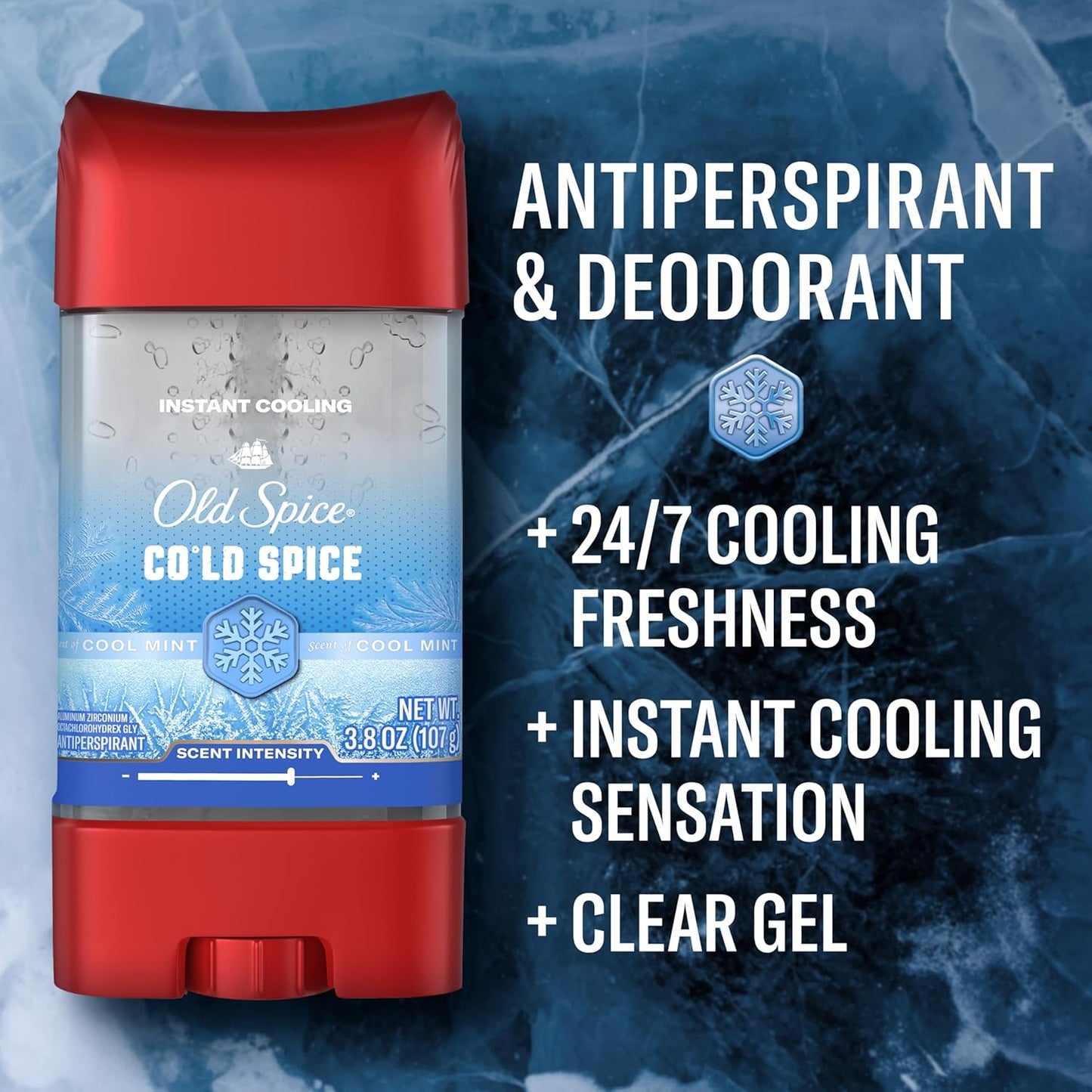 Old Spice Red Collection Antiperspirant Deodorant + Body Wash Bundle for Men, Cold Spice with Cool Mint Scent, 24/7 Sweat & Odor Protection, 24/7 Shower Fresh & Clean, 3.8 oz & 24 oz (Pack of 2)