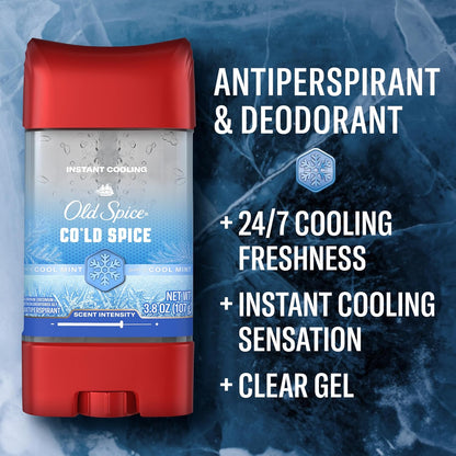 Old Spice Red Collection Antiperspirant Deodorant + Body Wash Bundle for Men, Cold Spice with Cool Mint Scent, 24/7 Sweat & Odor Protection, 24/7 Shower Fresh & Clean, 3.8 oz & 24 oz (Pack of 2)