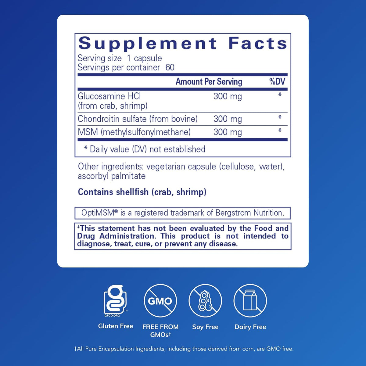 Pure Encapsulations Glucosamine Chondroitin with MSM, 60 Capsules