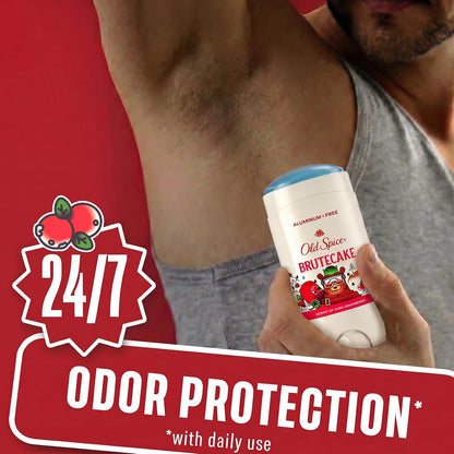 Old Spice Aluminum Free Deodorant for Men, Holidudes Limited Edition, 24/7 Holiday Freshness, Odor Protection, Stocking Stuffer, BruteCake with Iced Cranberry Scent, 3.0 oz