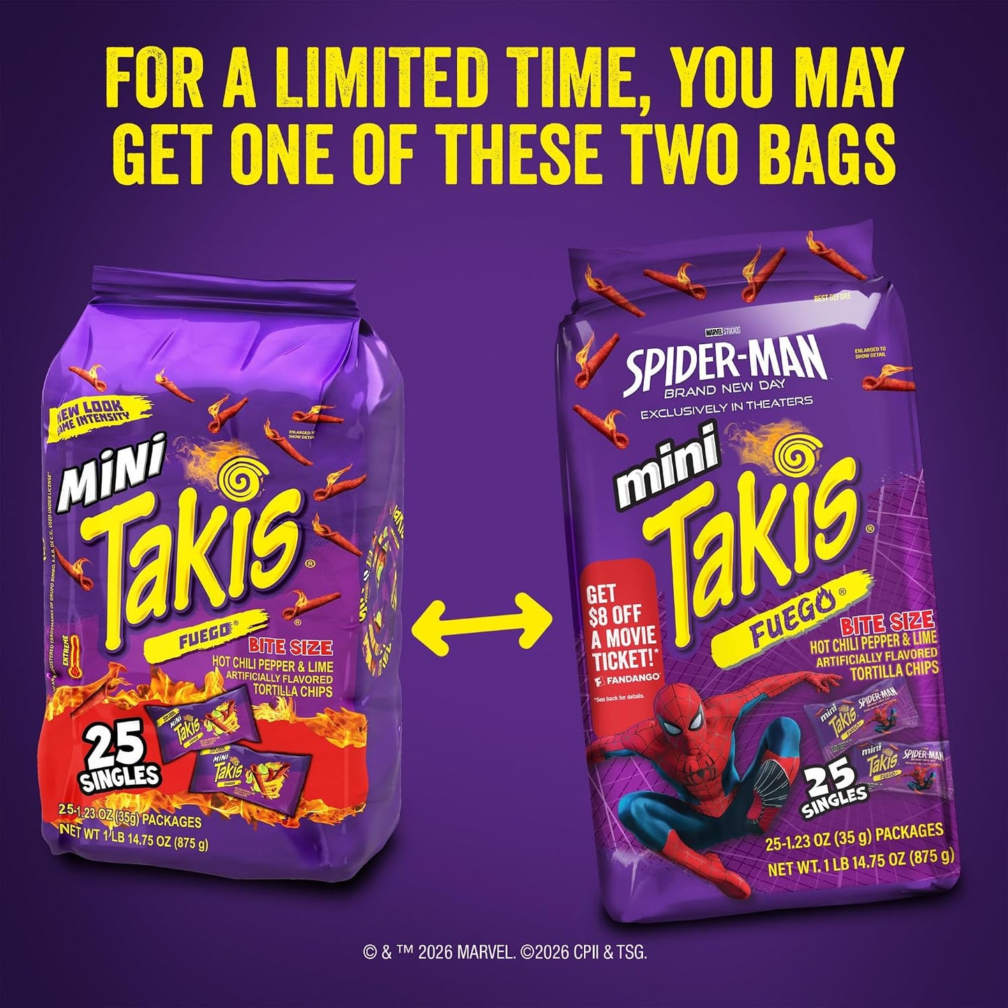 Takis Fuego Mini Rolled Tortilla Chips, 25 pc / 1.23 oz Multipack