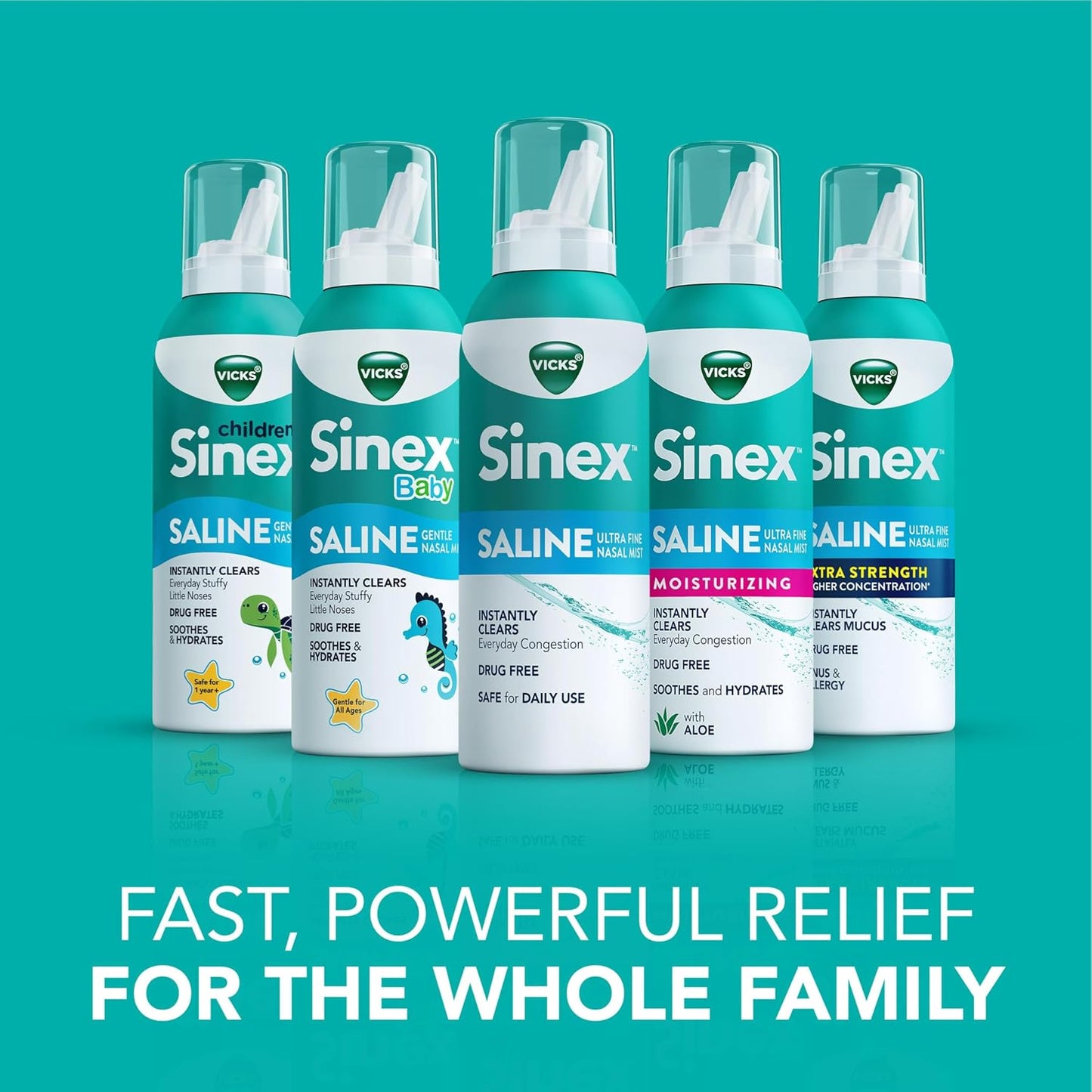 VICKS Sinex Baby Saline Nasal Spray, Drug Free Gentle Nasal Mist, Instantly Clears Everyday Stuffy Little Noses, Soothes & Hydrates, Safe For Daily Use, Gentle For All Ages, 5 OZ x 2