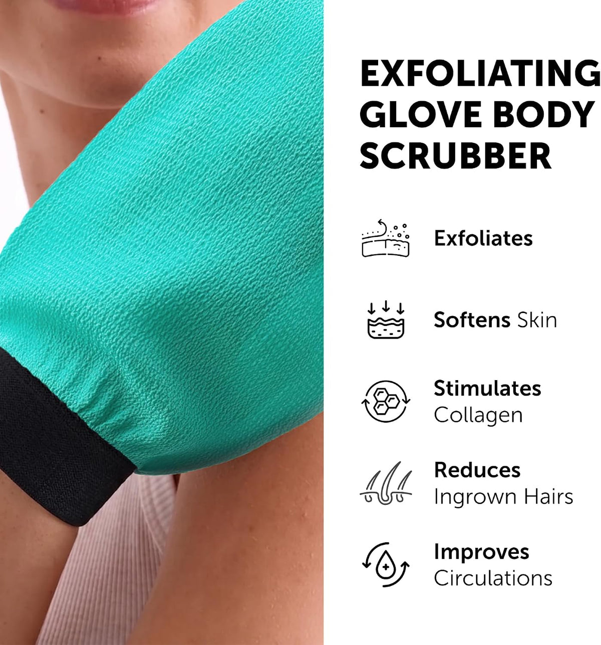 VALITIC Exfoliating Glove Body Scrubber Mitt for Shower, 1 Turquoise