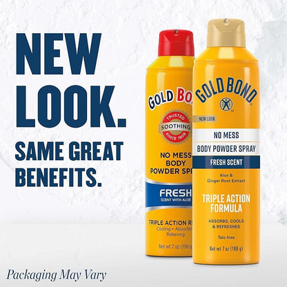 Gold Bond No Mess Talc-Free Body Powder Spray 7 oz. Fresh Scent & Comfort Body Powder 10 oz. Talc-Free Fresh Clean Scent Bundle