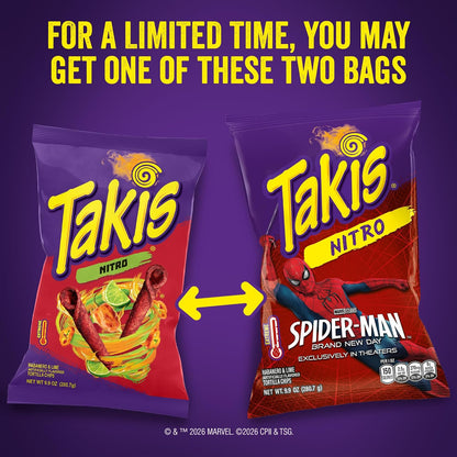 Takis Nitro 9.9 oz Sharing Size Bag, Habanero & Lime Flavored Extreme Spicy Rolled Tortilla Chips