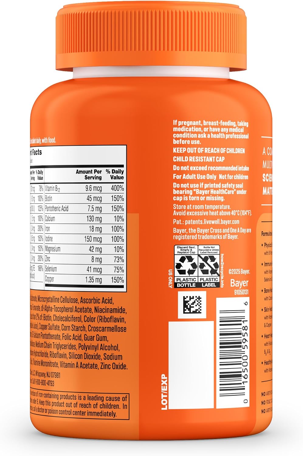 One A Day Multivitamin for Women- Daily Vitamins for Woman with Biotin, Calcium, Folic Acid, Iron & Zinc, Complete Women’s Vitamins, 200 Ct (Packaging May Vary)