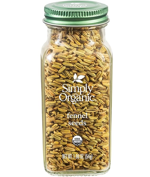 Simply Organic Whole Fennel Seed, 1.90 oz | Mild Sweet Flavor, Aromatic, Reminiscent of Licorice, Kosher