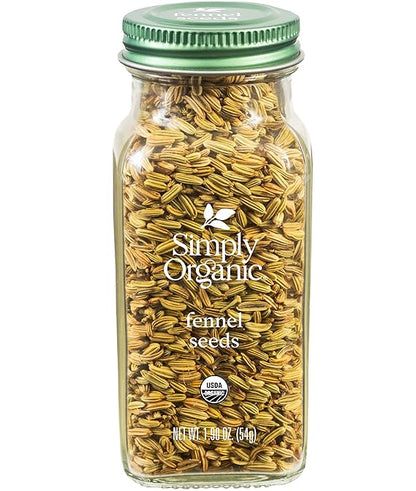 Simply Organic Whole Fennel Seed, 1.90 oz | Mild Sweet Flavor, Aromatic, Reminiscent of Licorice, Kosher