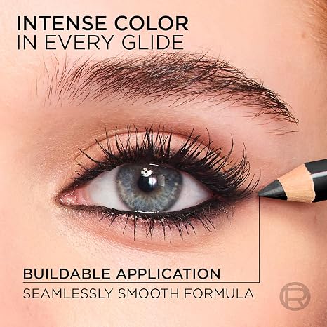L'Oreal Paris Haute Couleur Kohl Eyeliner Pencil, Intense Eye Liner Color with Smooth Gel-Like Formula, Up To 12HR Eye Makeup Wear, 110 Black Silk