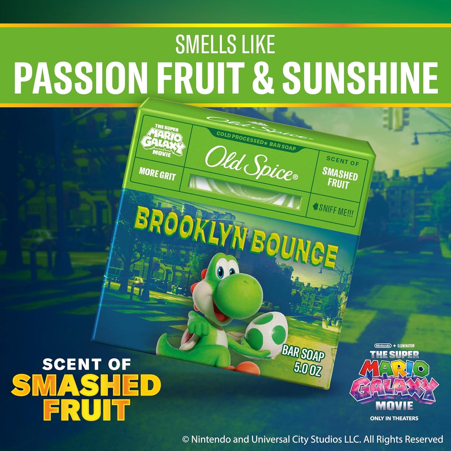 Old Spice Bar Soap for Men, x The Super Mario Galaxy Movie, Cold Pressed with Grit, Made with Natural Oils & Plant Based Cleanser, Smashed Fruit with Passion Fruit & Sunshine Scent, 5.0 oz