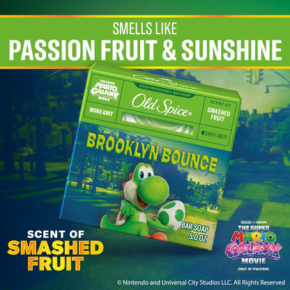 Old Spice Bar Soap for Men, x The Super Mario Galaxy Movie, Cold Pressed with Grit, Made with Natural Oils & Plant Based Cleanser, Smashed Fruit with Passion Fruit & Sunshine Scent, 5.0 oz