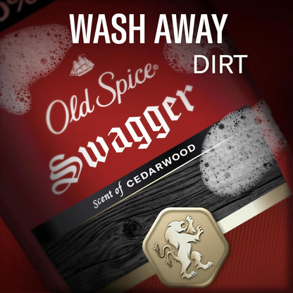 Old Spice Body Wash for Men, 24/7 Shower Fresh, Refreshing Clean with Moisturizing Formula, Long-Lasting Fragrance, Red Collection, Swagger with Lime + Cedarwood Scent, 24oz (Pack of 2)