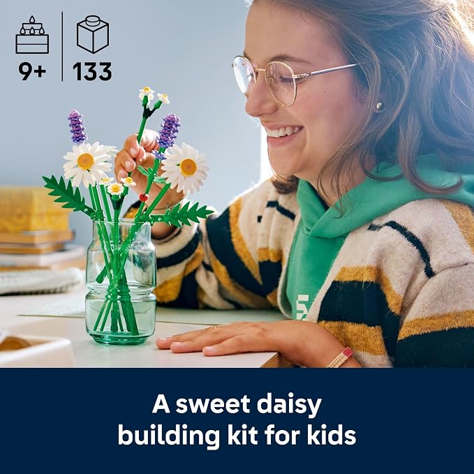 LEGO Botanicals Daisies Building Toy - Artificial Flowers Crafting Kit for Girls & Boys, Ages 9+ - Kids Room Decor for Book Shelf or Desk - Gift Idea for Birthdays - 11508