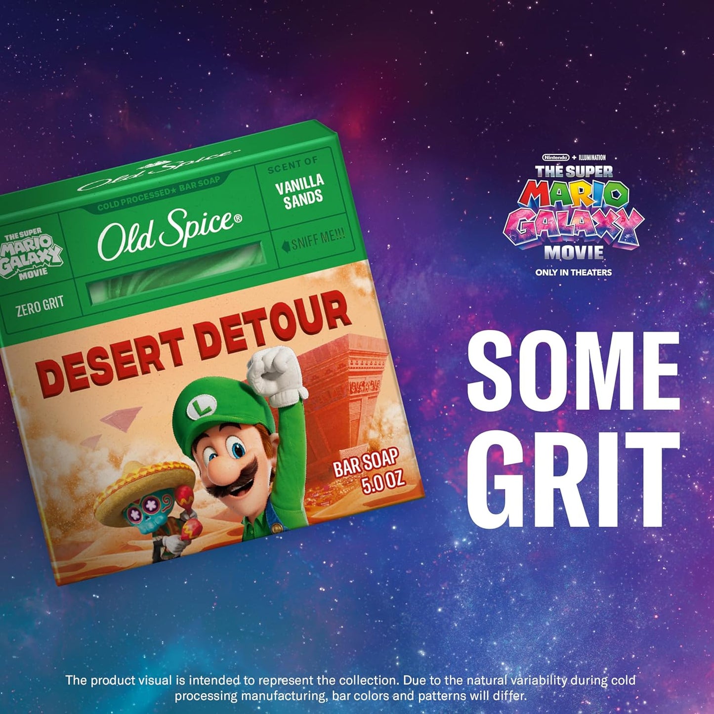 Old Spice Bar Soap for Men, x The Super Mario Galaxy Movie, Cold Pressed with Grit, Made with Natural Oils & Plant Based Cleanser, Vanilla Sands with Warm Vanilla & Cream Scent, 5.0 oz