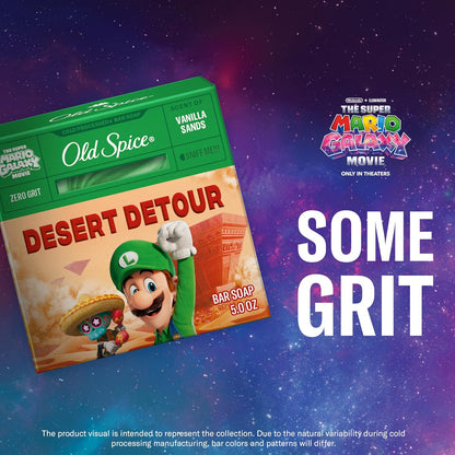 Old Spice Bar Soap for Men, x The Super Mario Galaxy Movie, Cold Pressed with Grit, Made with Natural Oils & Plant Based Cleanser, Vanilla Sands with Warm Vanilla & Cream Scent, 5.0 oz