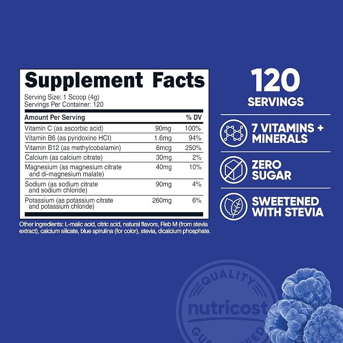 Nutricost Electrolytes Complex Powder (Blue Raspberry) 120 Servings