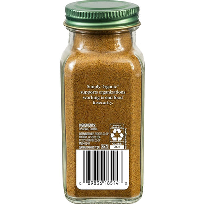 Simply Organic Ground Cumin Seed, 2.31 Ounce Glass Jar, Rich, Warm, Complex Earthy Spice Flavor, Certified Organic, Kosher | Rich, Warm, Complex Earthy Spice Flavor, Certified Organic, Kosher