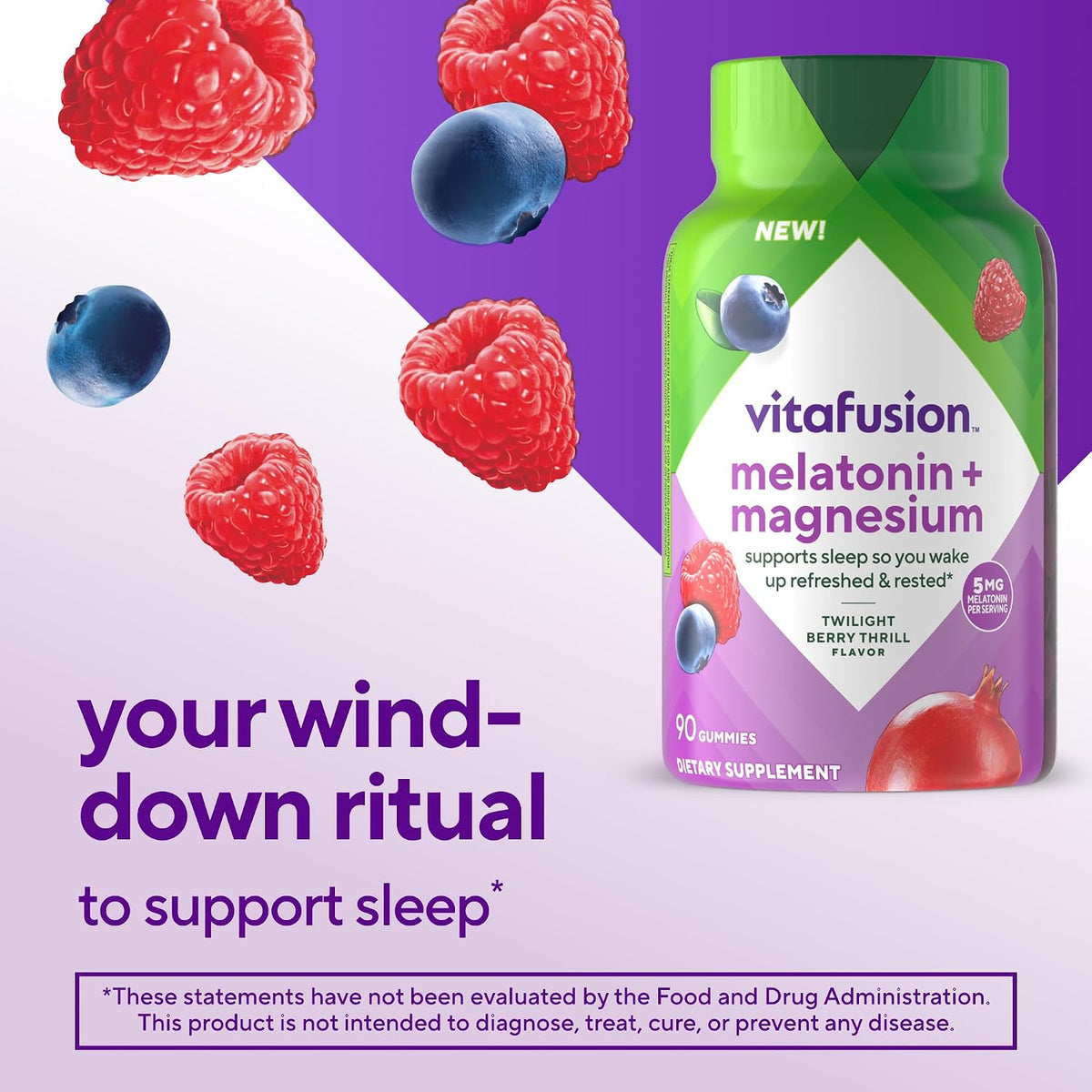 Vitafusion Melatonin and Magnesium Gummies | 5mg Melatonin Per 2 Gummies