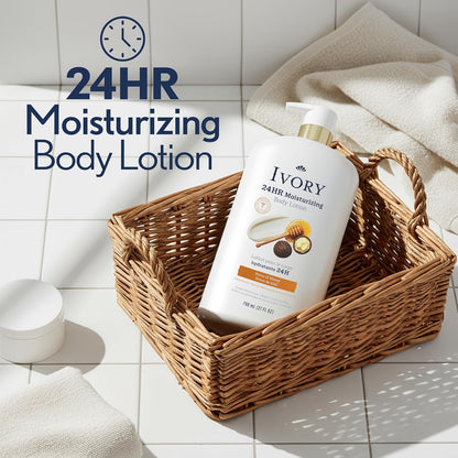 Ivory Hand & Body Lotion, 24hr Moisturizing, Repairs Extra Dry Skin, All Day Hydration, Lightweight Formula, Absorbs Instantly, Perfect for Daily Use, Shea Butter Blend, Honey Scent, 27 fl oz