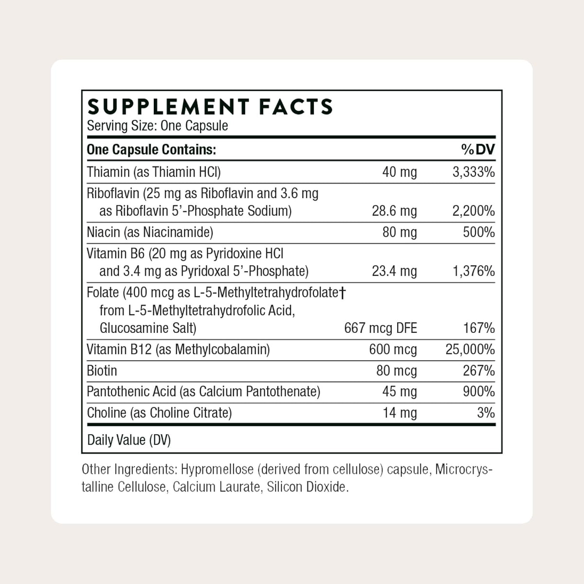 THORNE B-Complex #12, 8 Active B Vitamins & Choline, 60 Capsules